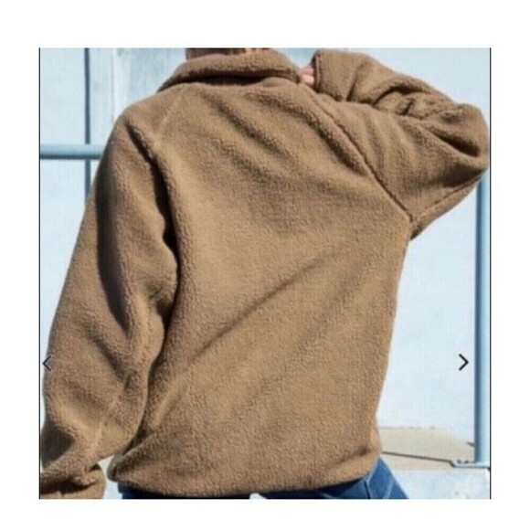 John Galt Full Zip Jacket long sleeve fuzzy Camel brown Women’s One Size teddy - Picture 15 of 16
